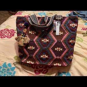 NWT large tote beautifully embellished